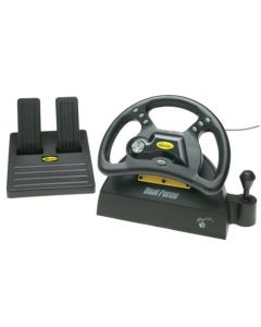 MadCatz Dual Force Racing Wheel-Zwart E-X5C19 (PlayStation 1) Nieuw