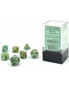 Chessex Mini Polyhedral 7 Dice Set-Marble Green (Diversen) Nieuw