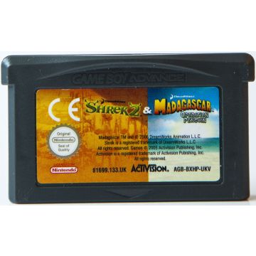 2-In-1 Fun Pack Madagascar + Shrek 2-Kale Cassette (GBA) Gebruikt