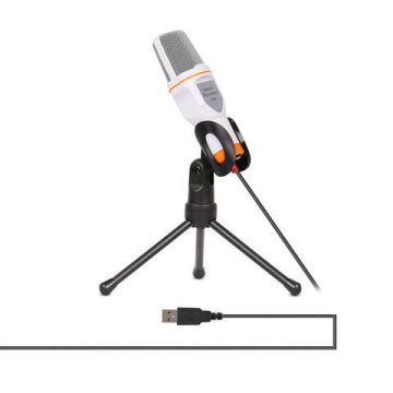 Merkloos SF-666 Wired Condensator Microfoon met Tripod-Wit (PC) Nieuw