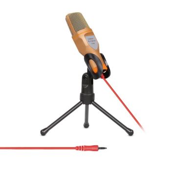 Merkloos SF-666 Wired Condensator Microfoon met Tripod-Goud (PC) Nieuw