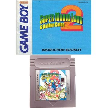 Super Mario Land 2 6 Golden Coins-Kale Cassette Incl. Handleiding (Game Boy) Gebruikt