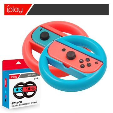 Merkloos Nintendo Switch Steering Wheel Pair-Rood/Blauw (Switch) Nieuw