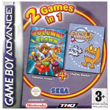 2 Games in 1 Columns Crown + ChuChu Rocket!-Beschadigde Hoes (GBA) Gebruikt
