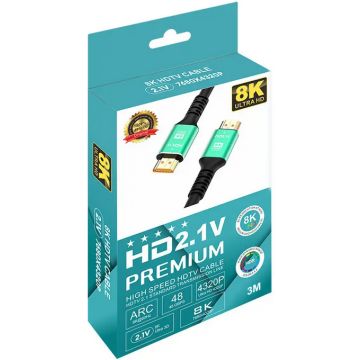 Merkloos HDMI 8K Ultra HD 2.1 Premium Kabel-3M (Diversen) Nieuw