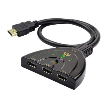 Merkloos 4K Ultra HD HDMI Switch-3 in 1 Out Male 0.5M (Diversen) Gebruikt
