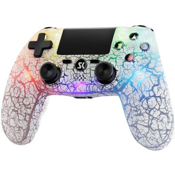 ISHAKO High Performance Wireless RGB Controller for PS4-White Lightning (PlayStation 4) Nieuw