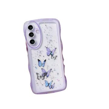 Merkloos Glitter Butterfly Lila Soft Case-Galaxy A35 5G (Diversen) Nieuw
