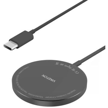 Vikefon Wireless Fast Charger with MagSafe Magnetic Ring-Zwart (Diversen) Nieuw