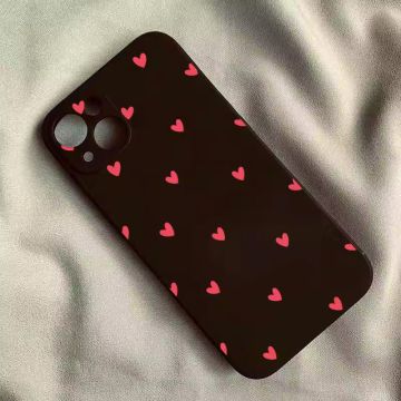 Merkloos Pink Heart Soft Case Zwart-iPhone 11 Pro (Phones) Nieuw