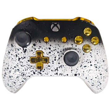 Xbox One S Custom Controllers UK Wireless Controller-Scrum Zwart / Wit + Gold D-Pad & Buttons (Xbox One) Gebruikt