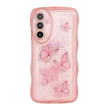 Merkloos Glitter Butterfly Roze Soft Case-Samsung A34 (Phones) Nieuw