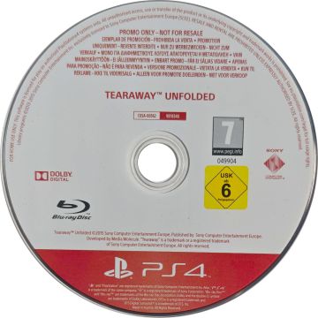 Tearaway Unfolded-Promo Alleen Disc (PlayStation 4) Gebruikt