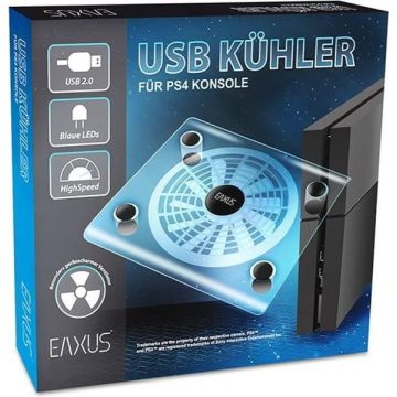EAXUS PlayStation 4 USB Koeler met Standaard en LED-Transparant (Diversen) Nieuw