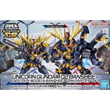Bandai Hobby Mobile Suit SD Gundam Cross Silhouette-RX-0 Unicorn Gundam 2 Banshee (Destroy Mode) & Banshee Norn Parts Set (Diversen) Nieuw