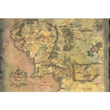 Hole in the Wall The Lord of the Rings Maxi Poster-Middle Earth Map (Diversen) Nieuw
