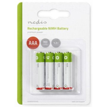 Nedis Oplaadbare NiMH AAA Batterijen 1.2V-4 Stuks (Diversen) Nieuw