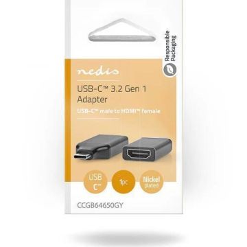 Nedis USB 3.2 Gen 1 USB-C Male naar HDMI Female-Zwart (Diversen) Nieuw