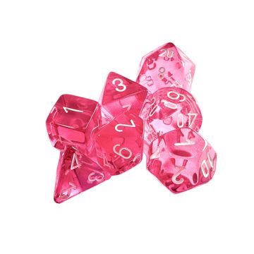 Chessex Polyhedral 7 Dice Set-Translucent Pink / White (Diversen Nieuw