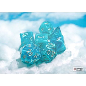 Chessex Polyhedral 7 Dice Set-Cirrus Aqua / Silver (Diversen Nieuw