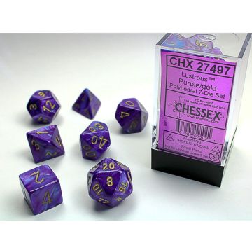 Chessex Polyhedral 7 Dice Set-Lustrous Purple / Gold (Diversen) Nieuw