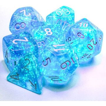 Chessex Polyhedral 7 Dice Set-Borealis Polyhedral Sky Blue / White (Diversen Nieuw