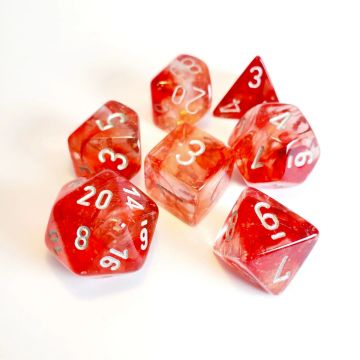 Chessex Polyhedral 7 Dice Set-Nebula Red / Silver Luminary (Diversen Nieuw