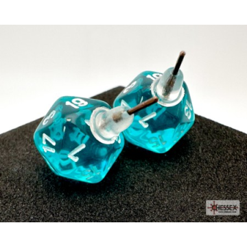 Chessex Mini Polyhedral D20 Stud Earrings-Translucent Teal (Diversen) Nieuw