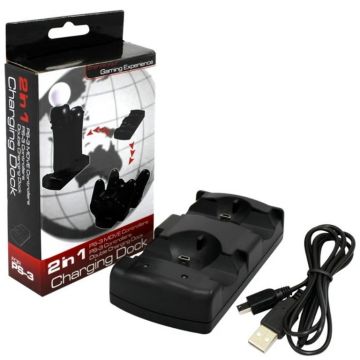 Merkloos 2 in 1 Charging Dock-Zwart (PlayStation 3) Nieuw