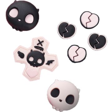 GeekShare Switch Thumb Grip Set-Skull & Hearts (Roze / Zwart) (Switch) Nieuw
