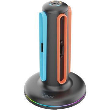 iPega 4-Slot Joy-Con Charging Dock with RGB for Nintendo Switch 2-Zwart (Switch 2) Nieuw