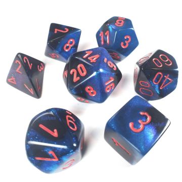 Chessex Polyhedral 7 Dice Set-Gemini Black-Starlight / Red (Diversen Nieuw