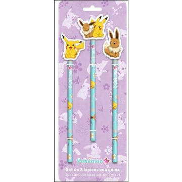 CyP Brands Pokemon Flower Collection School items-3 Piece Pencil with Topper Set (Diversen) Nieuw