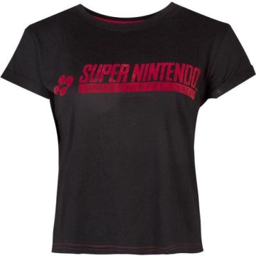 Difuzed Nintendo SNES Logo Female T-Shirt Zwart-Maat S (Diversen) Nieuw