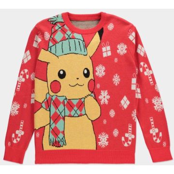 Difuzed Pokémon Pikachu Scarf & Beanie Christmas Knitted Jumper-Maat M (Diversen) Nieuw