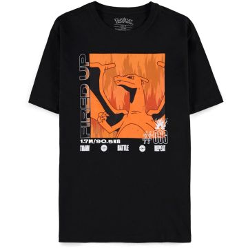 Difuzed Pokémon Charizard Fired up Pokédex T-Shirt-Maat M (Diversen) Nieuw