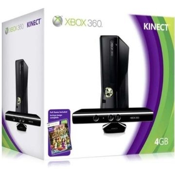 Xbox 360 Slim 4GB Kinect Pack-Zwart Incl. Kinect Adventures Boxed (Xbox 360) Gebruikt