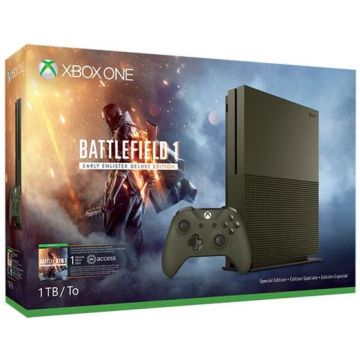 Xbox One S 1TB Special Edition-Military Green Battlefield 1 (Boxed) (Xbox One) Gebruikt