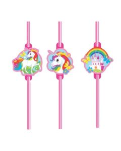 Amscan Drinking Straws 8-Pack-Unicorn (Diversen) Nieuw