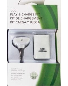Budget Play & Charge Kit 4800mAH-Wit (Xbox 360) Nieuw