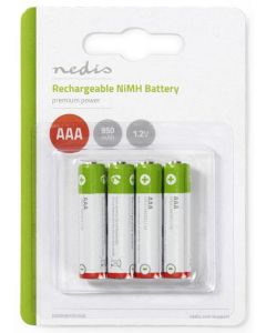 Nedis Oplaadbare NiMH AAA Batterijen 1.2V -4 Stuks (Diversen) Nieuw