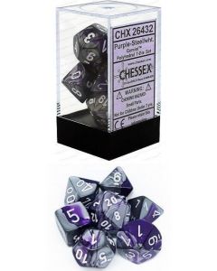 Chessex Mini Polyhedral 7 Dice Set-Gemini Purple-Steel (Diversen) Nieuw