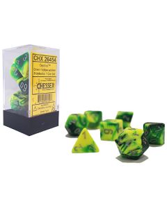 Chessex Polyhedral 7 Dice Set-Gemini Green-Yellow w/ Silver (Diversen) Nieuw
