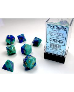 Chessex Polyhedral 7 Dice Set-Gemini Blue-Teal Gold (Diversen) Nieuw