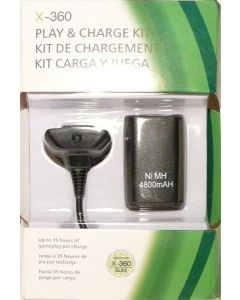Budget Play & Charge Kit 4800mAH-Zwart (Xbox 360) Nieuw