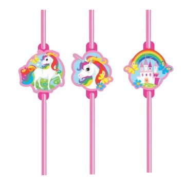 Amscan Drinking Straws 8-Pack-Unicorn (Diversen) Nieuw