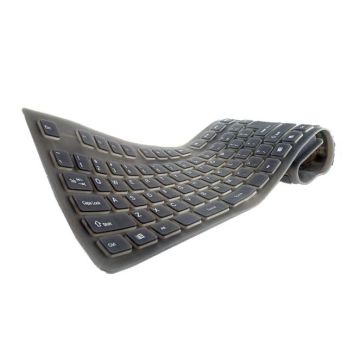 Merkloos Flexibel USB QWERTY Keyboard Fullsize-Zwart (PC) Nieuw