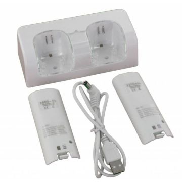 Merkloos 2x Charger Dock for Wii/WiiU-Wit (Wii) Nieuw