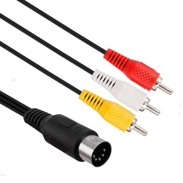 Merkloos 3x RCA Composiet naar Mega Drive AV Kabel-Zwart (Sega Mega Drive) Nieuw