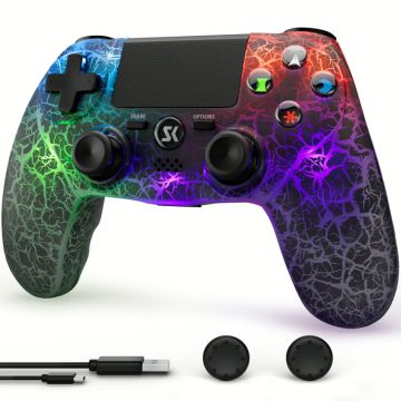 ISHAKO High Performance Wireless RGB Controller for PS4-Black Lightning (PlayStation 4) Nieuw